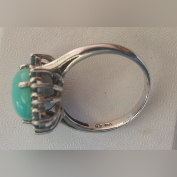 Sterling Silver Sleeping Beauty Turquoise Swiss Blue Topaz Ring - Picture 13 of 16